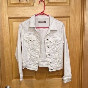 GJG White Cropped Jean Jacket with Point Collar size S